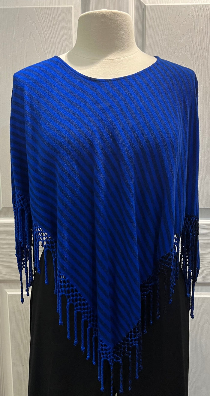 Striped Fringe Poncho