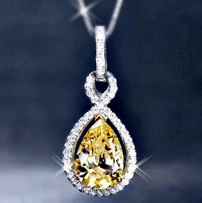 Wedding Jewelry - Yellow Cubic Zirconia Bridal Necklace