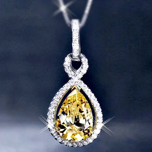 Wedding Jewelry - Yellow Cubic Zirconia Bridal Necklace