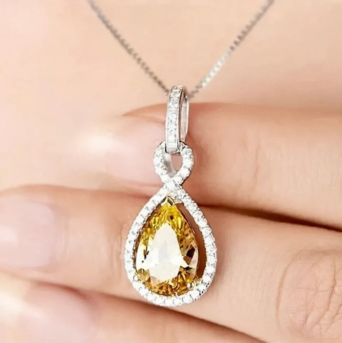 Wedding Jewelry - Yellow Cubic Zirconia Bridal Necklace