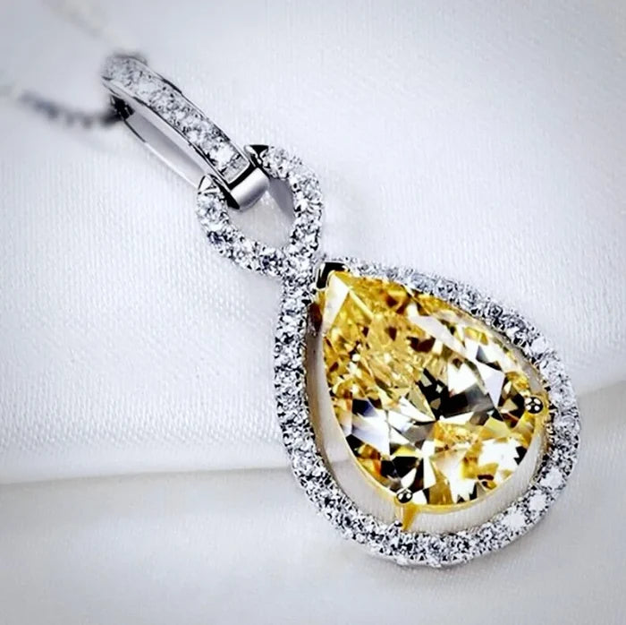 Wedding Jewelry - Yellow Cubic Zirconia Bridal Necklace