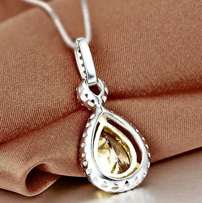 Wedding Jewelry - Yellow Cubic Zirconia Bridal Necklace