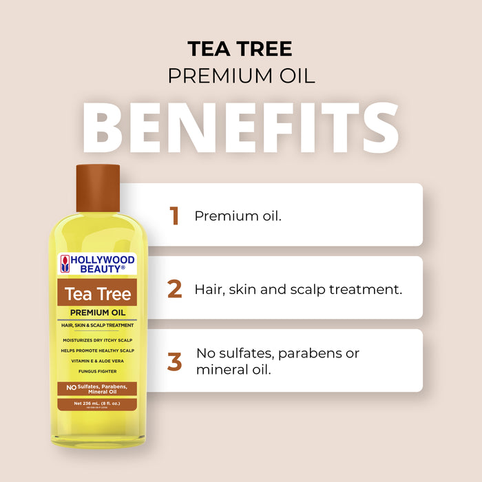 Tea Tree Premium Oil for Hair, Scalp, Skin, and Nails - 8 fl oz