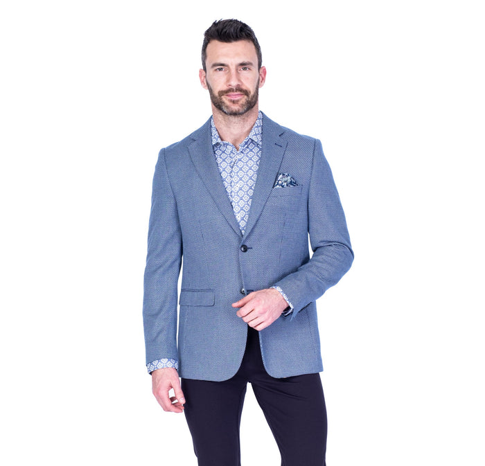 Textured Neat Sports Jacket - Blue / Black