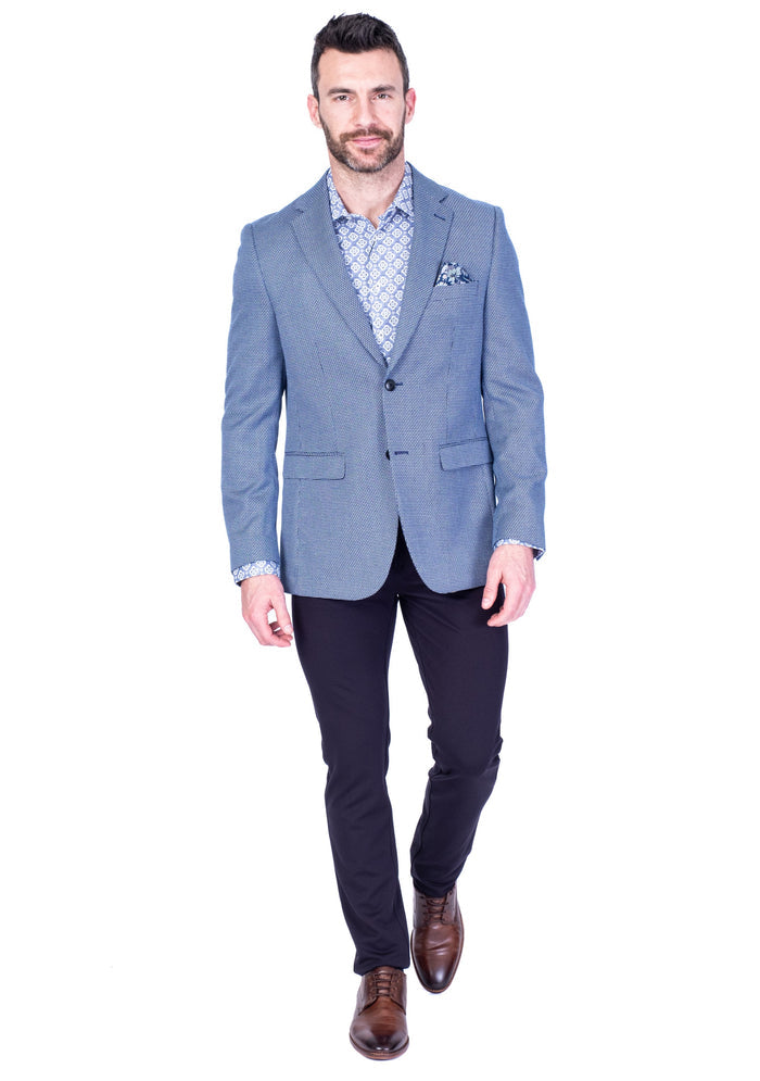 Textured Neat Sports Jacket - Blue / Black