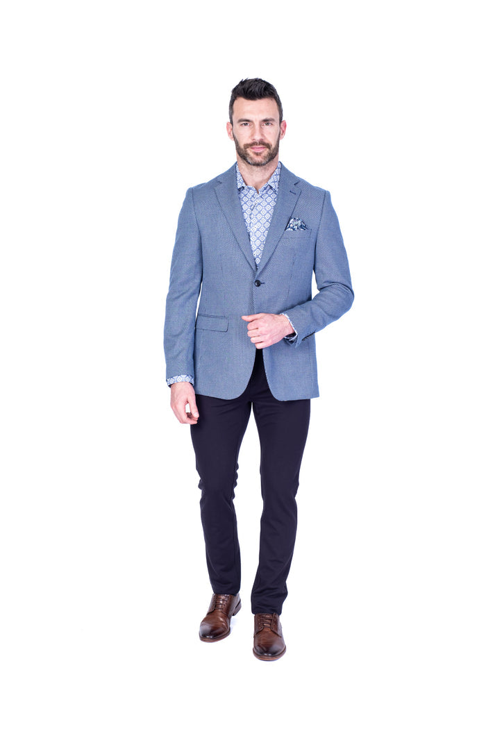 Textured Neat Sports Jacket - Blue / Black