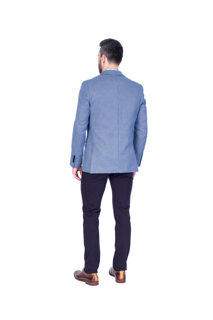 Textured Neat Sports Jacket - Blue / Black