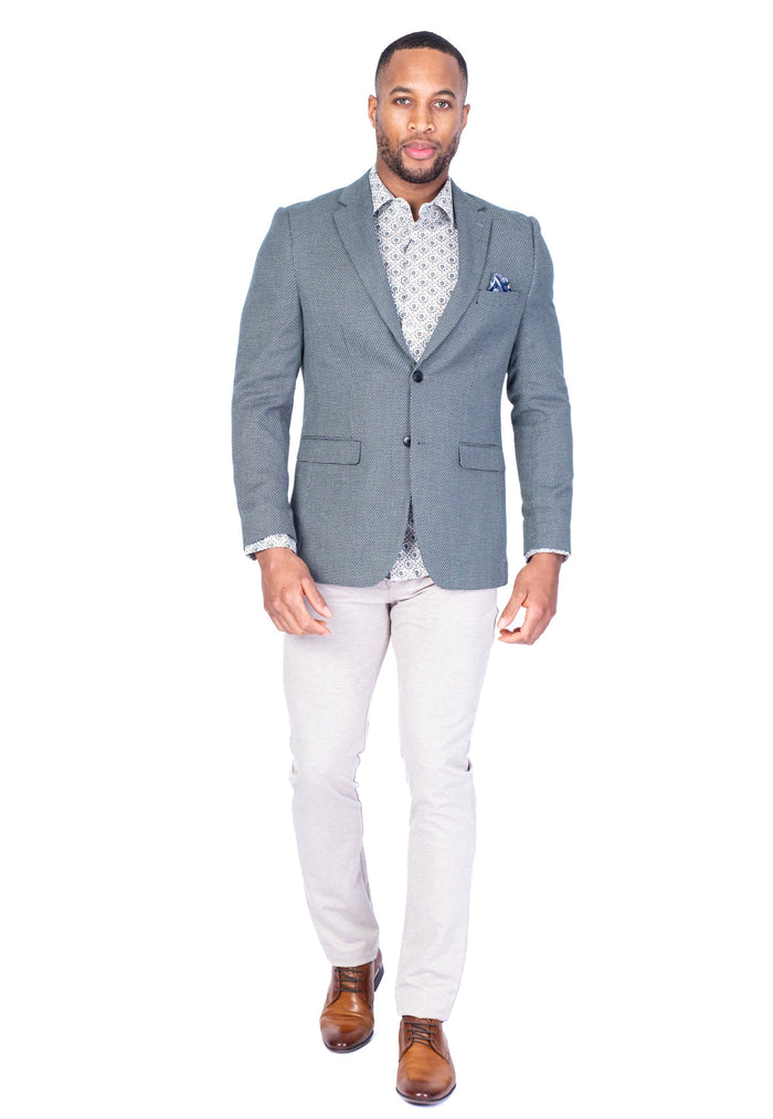Textured Neat Sports Jacket - Green / Black