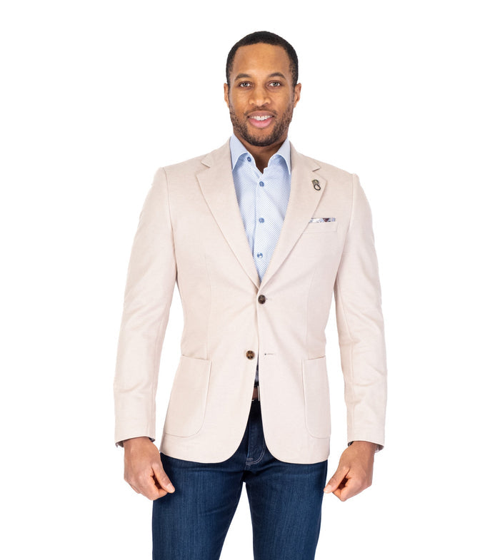 Textured Patch Pocket Blazer - Beige