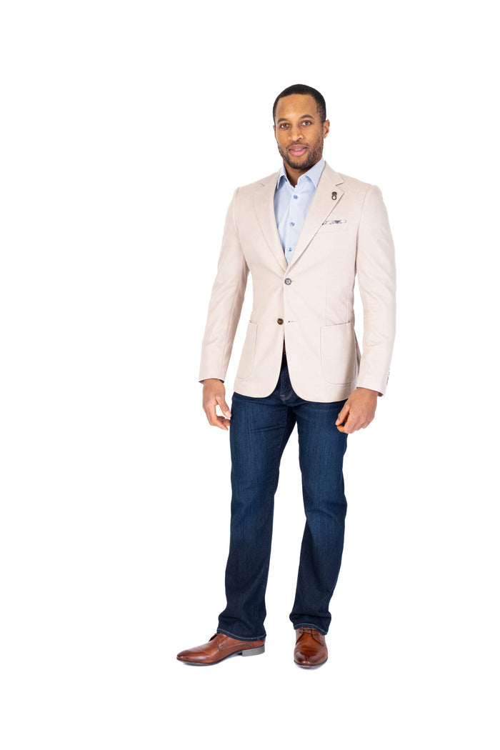 Textured Patch Pocket Blazer - Beige