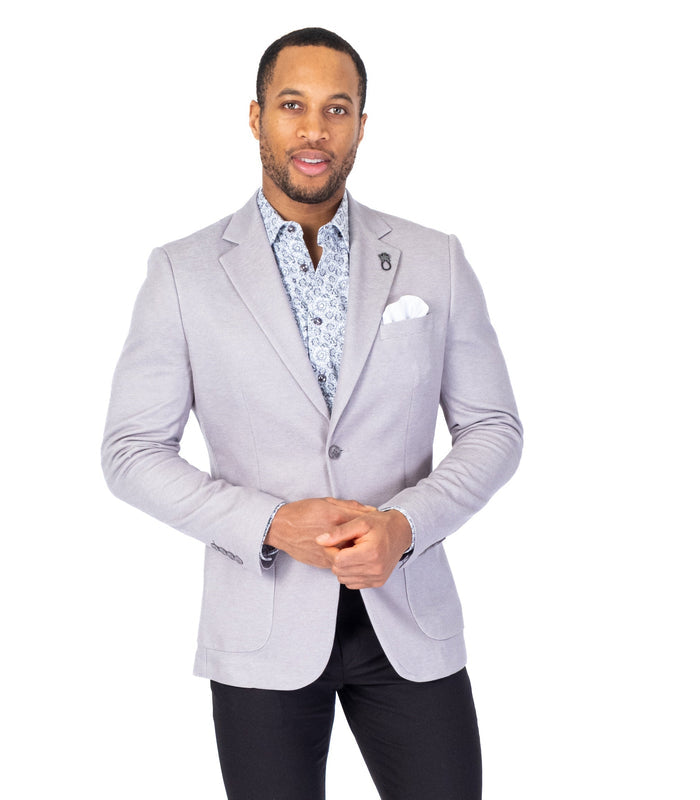 Textured Patch Pocket Blazer - Grey