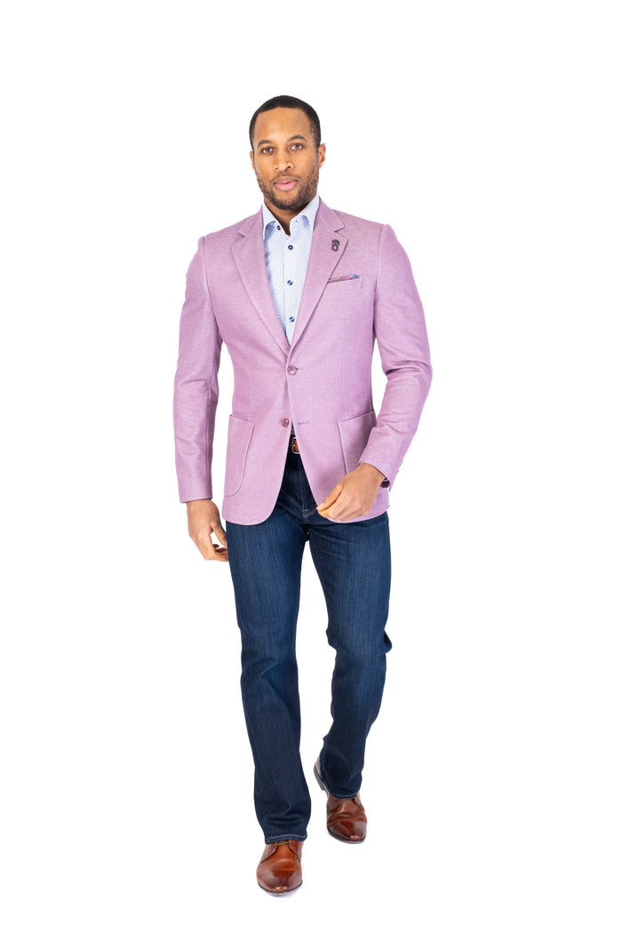 Textured Patch Pocket Blazer - Pink
