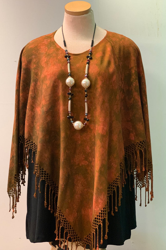 Tie Dye Fringed Ponchos