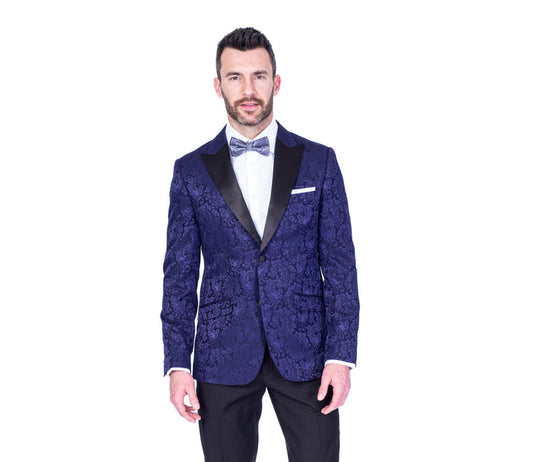 Tonal Paisley Tuxedo Blazer - Purple
