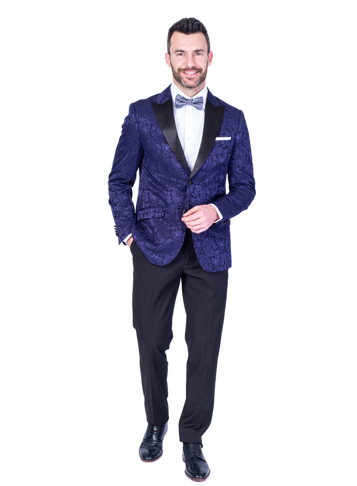 Tonal Paisley Tuxedo Blazer - Purple