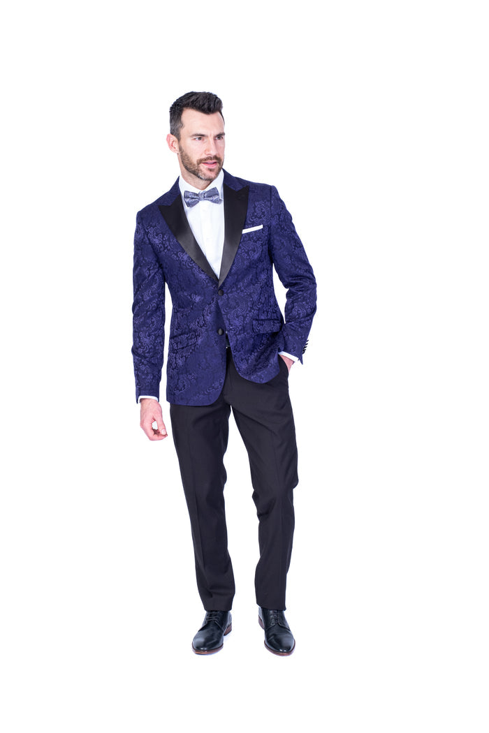 Tonal Paisley Tuxedo Blazer - Purple