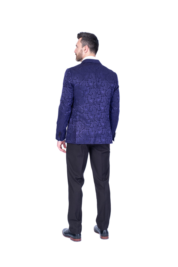 Tonal Paisley Tuxedo Blazer - Purple