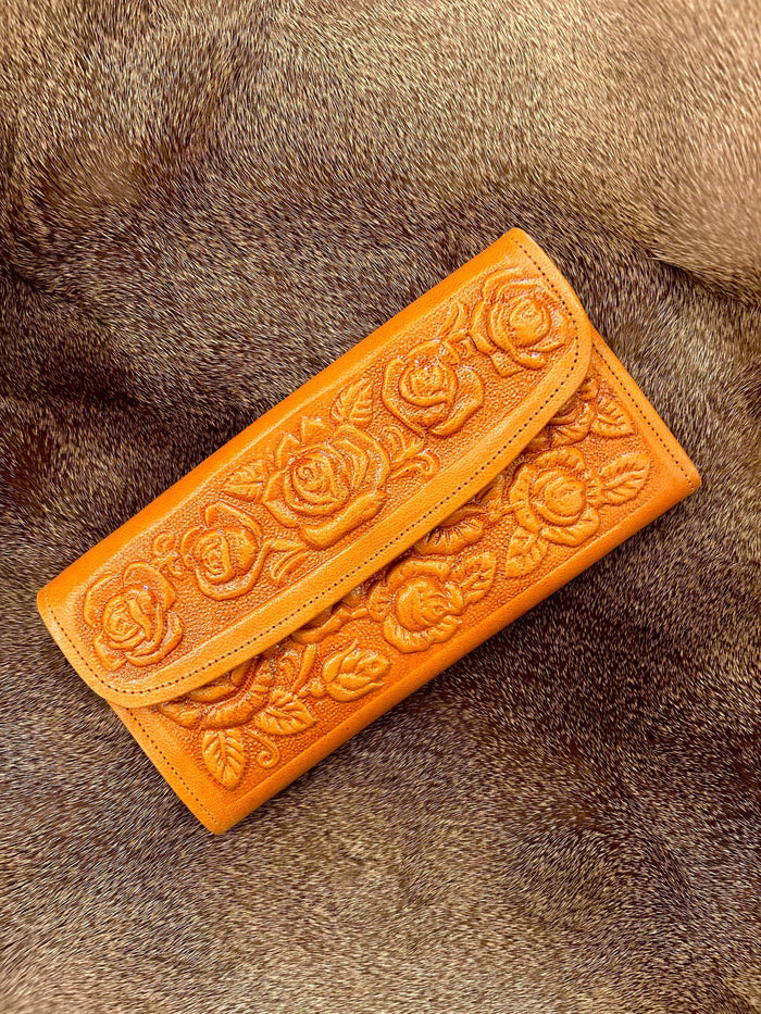 Tooled Floral Leather Wallet