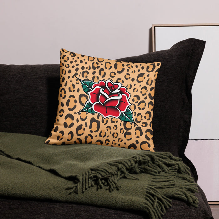 Traditional Rose Leopard Pattern Pillow