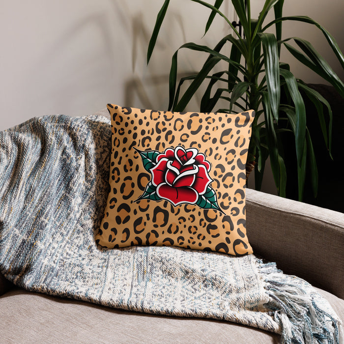 Traditional Rose Leopard Pattern Pillow