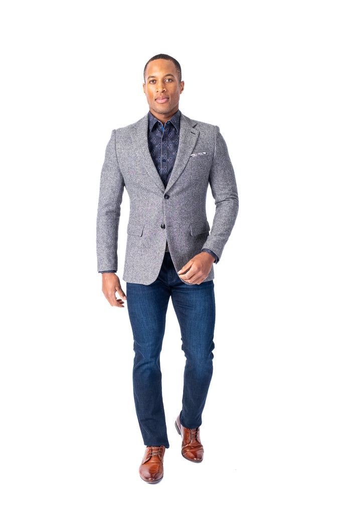 Tweed Blazer - Grey/Black