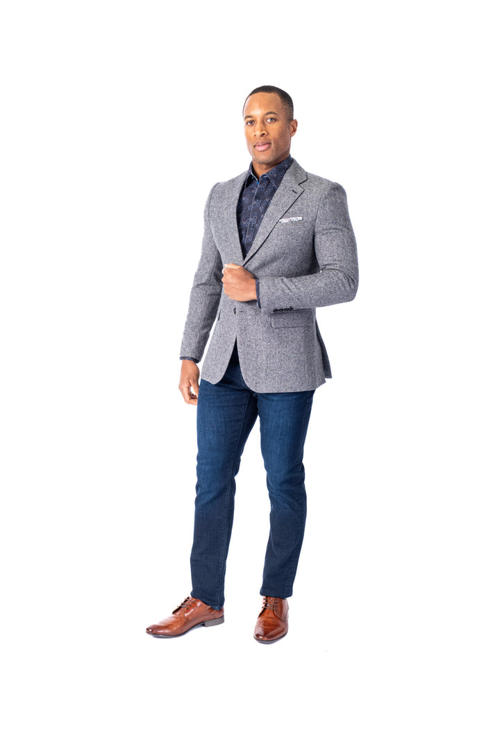 Tweed Blazer - Grey/Black