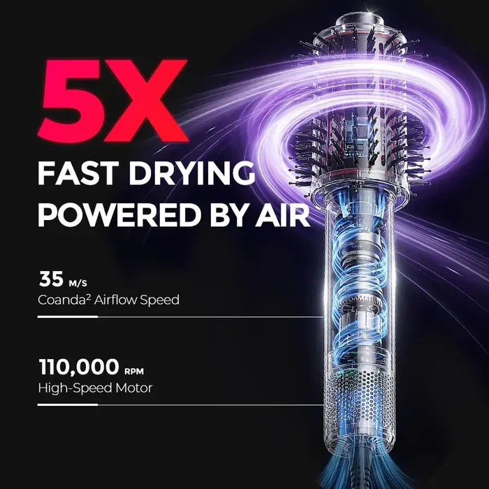 TYMO AIRBEAM CHAMPAGNE hair dryer brush with 35m/s airflow speed and 110,000rpm high-speed motor