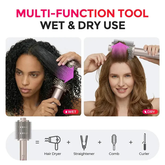 Multi-fuctional hair dryer and round brush AIRBEAM CHAMPAGNE by TYMO for wet and dry use