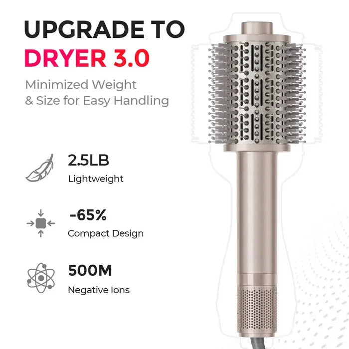 TYMO AIRBEAM CHAMPAGNE hair dryer brush for fine hair with minimized weight and size for easy handling