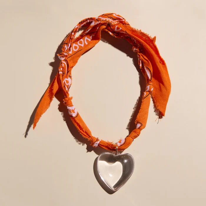UTRGV Bandana Clear Oversized Heart Charm Necklace