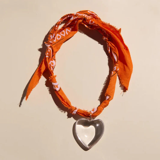 UTRGV Bandana Clear Oversized Heart Charm Necklace