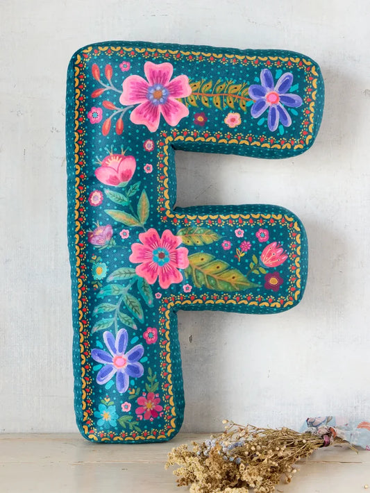 Velvet Initial Pillow - F-view 1