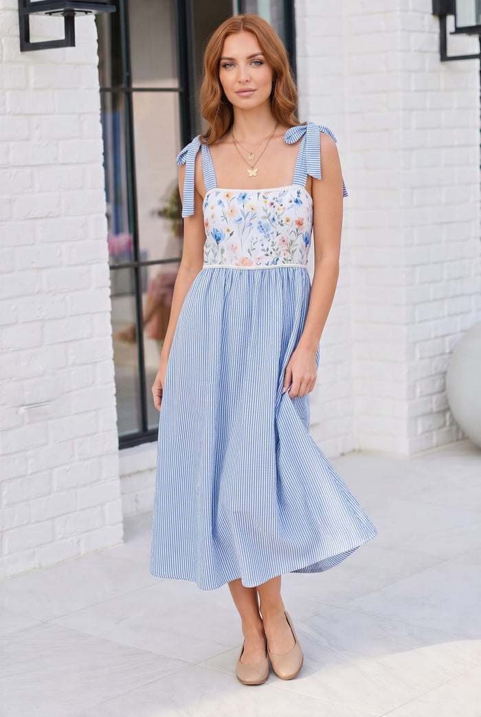 Wildflower Wishes Striped Midi Dress