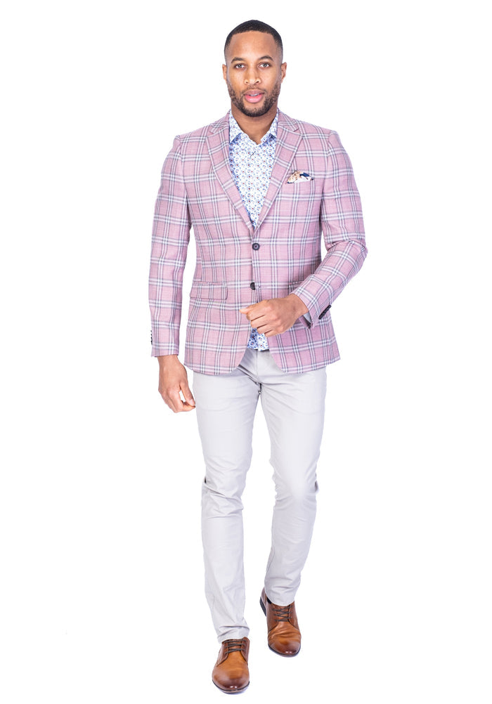 Window Pane Sports Jacket - Pink / Tan