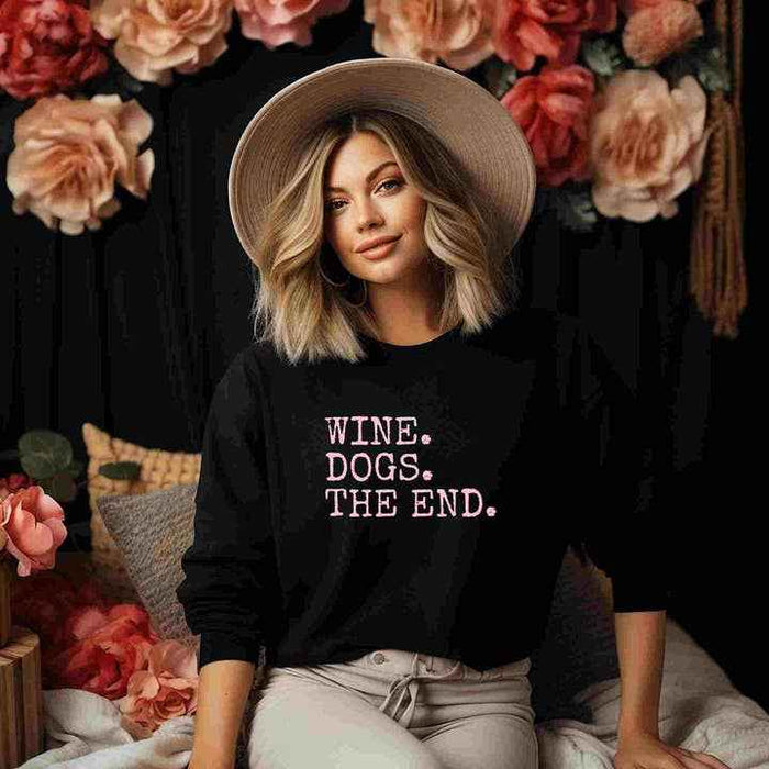 Wine Dog Lover Shirt - Crew Neck Tee by Rustic Radiance