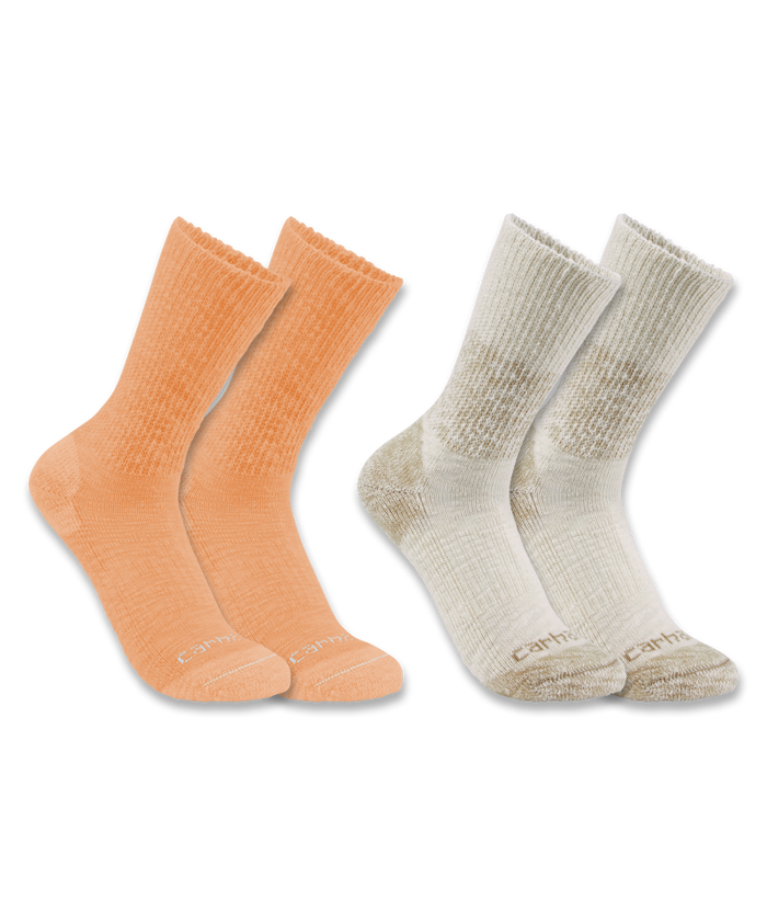 Women's Midweight Cotton Blend Crew Sock 2 Pack A01-Assorted01 | Carhartt SC3252W