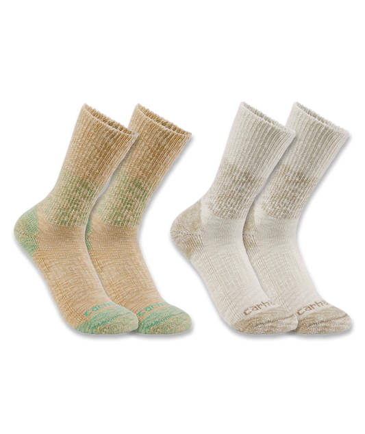 Women's Midweight Cotton Blend Crew Sock 2 Pack A02-Assorted02 | Carhartt SC3252W