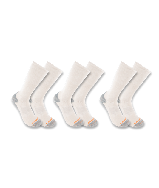 Women's Midweight Cotton-Tencel Comfort Crew Sock 3 Pack WHT-White | Carhartt SC8023W