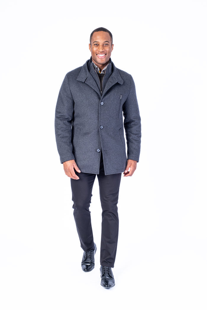 Wool & Cashmere Car Coat - Charcoal