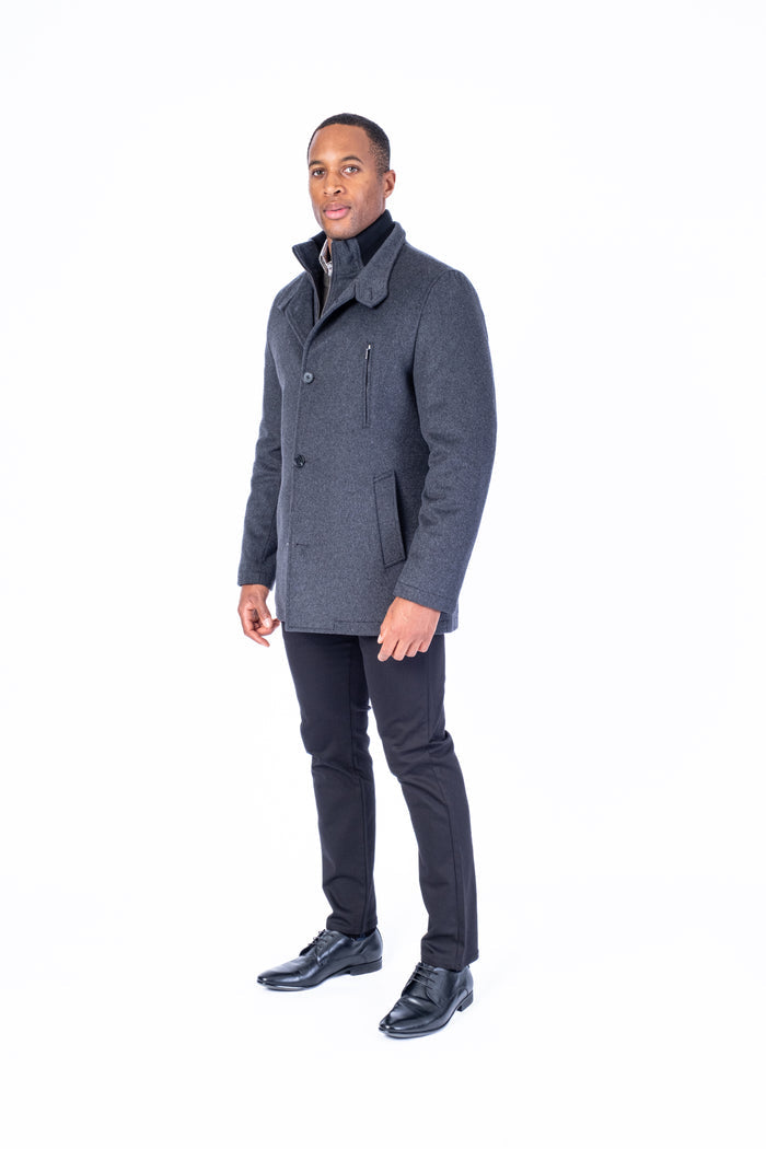 Wool & Cashmere Car Coat - Charcoal