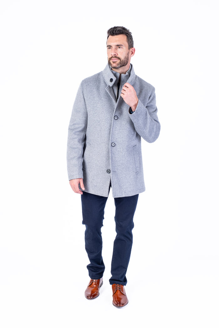 Wool & Cashmere Car Coat - Silver
