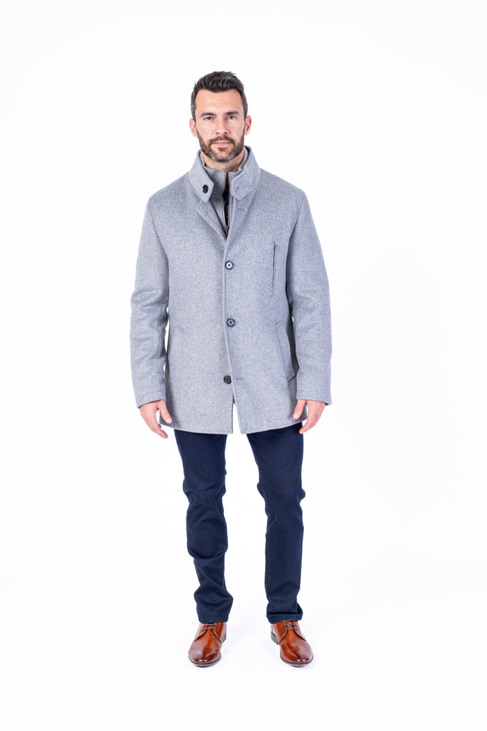 Wool & Cashmere Car Coat - Silver