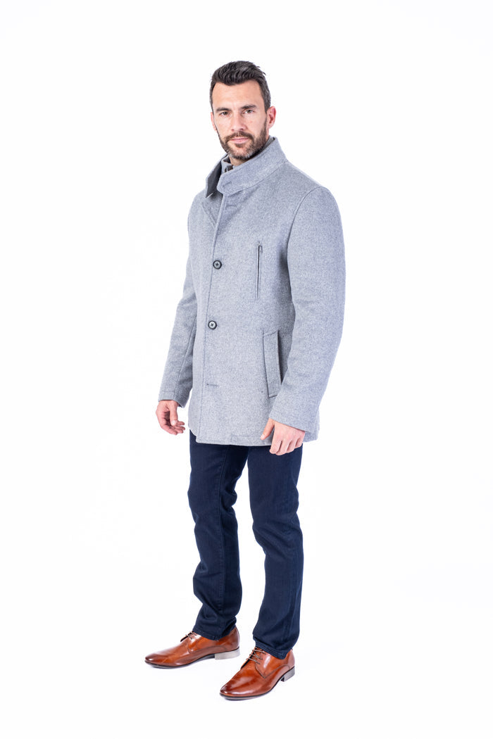 Wool & Cashmere Car Coat - Silver