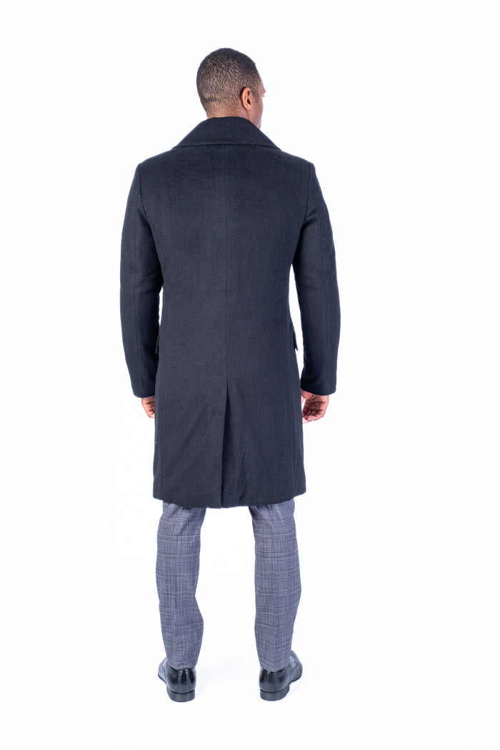 Wool & Cashmere Double-Breasted Topcoat - Black