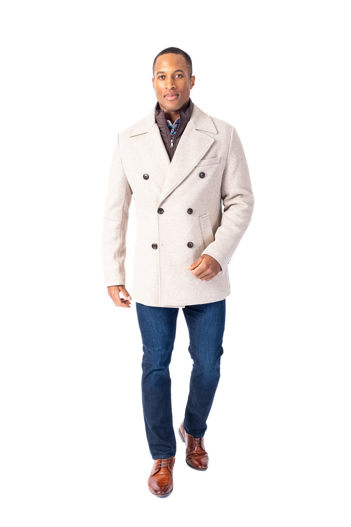Wool / Stretch Zipout Peacoat - Oatmeal
