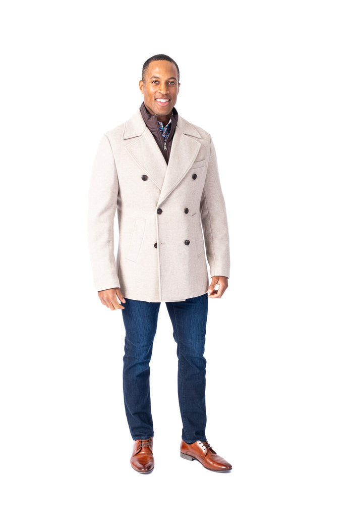 Wool / Stretch Zipout Peacoat - Oatmeal