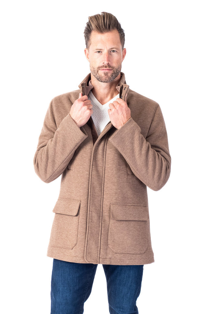 Wool/Stretch Car Coat - Camel