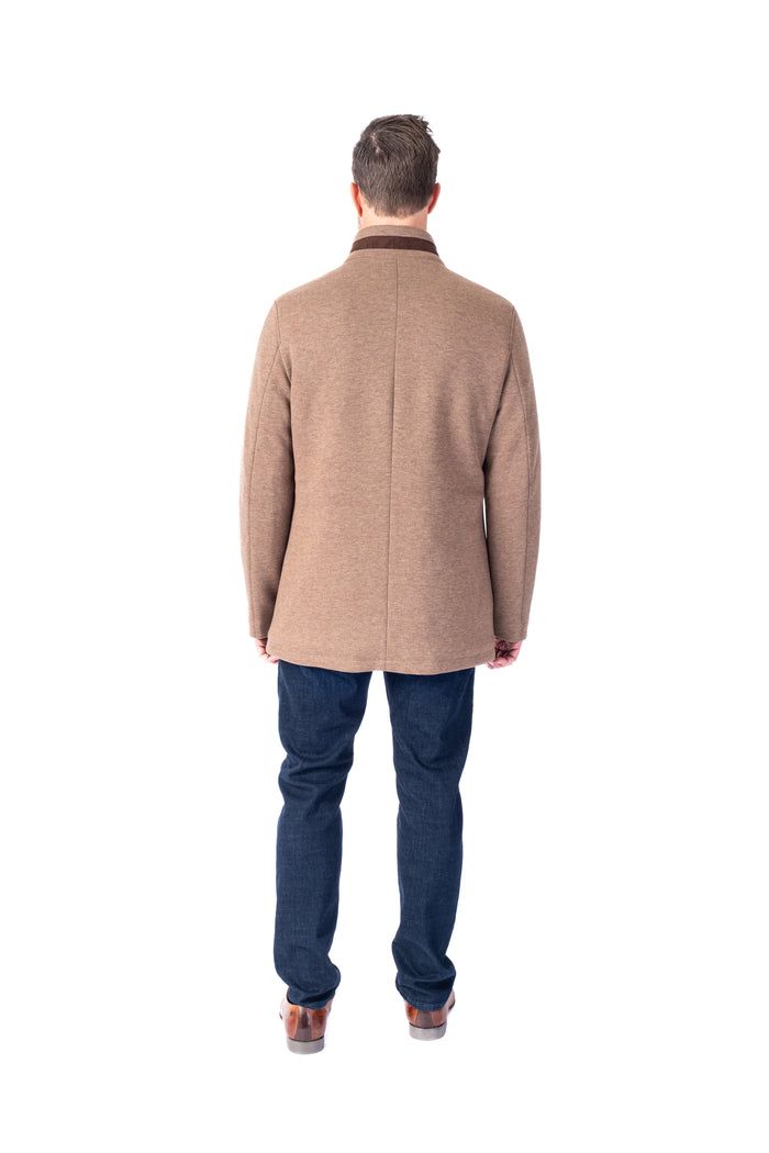 Wool/Stretch Car Coat - Camel