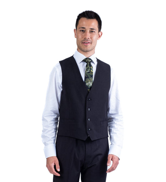 Wool/Stretch Separates Vest - Black