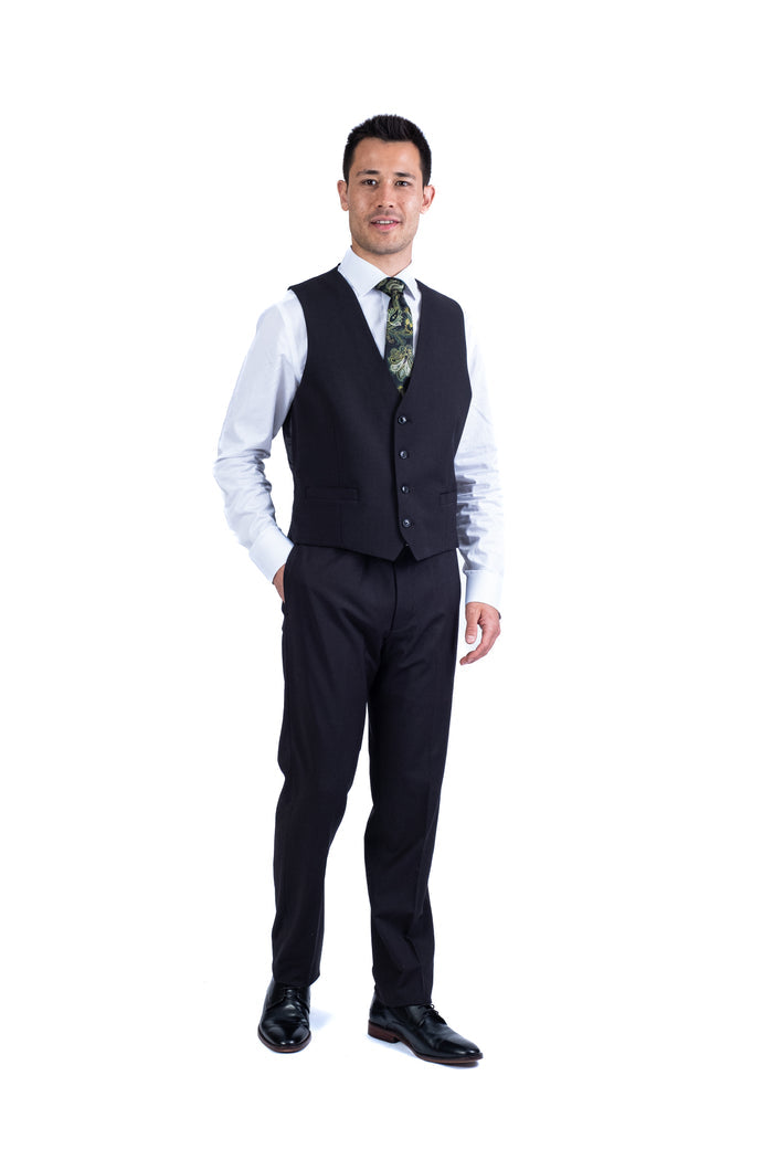 Wool/Stretch Separates Vest - Black